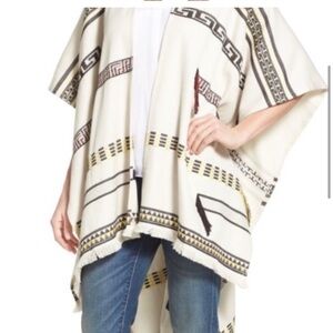 Tory Burch Jacquard Tribal Print Beach Cover-up/Poncho with Tassel details NWOT